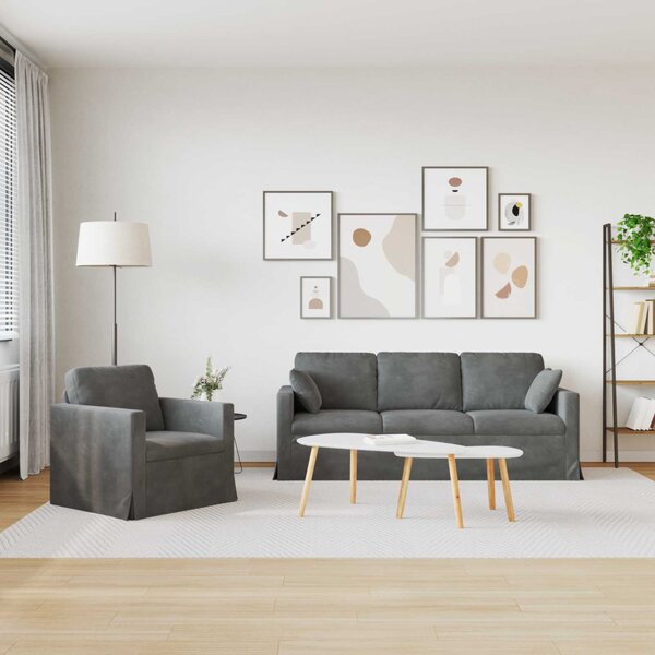VidaXL Kanapé Szett 2 pcs Sötétszürke 198 x 78 x 80 cm Bársony