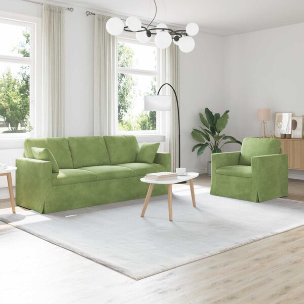 VidaXL Kanapé Szett 2 pcs Világos zöld 198 x 78 x 80 cm Bársony