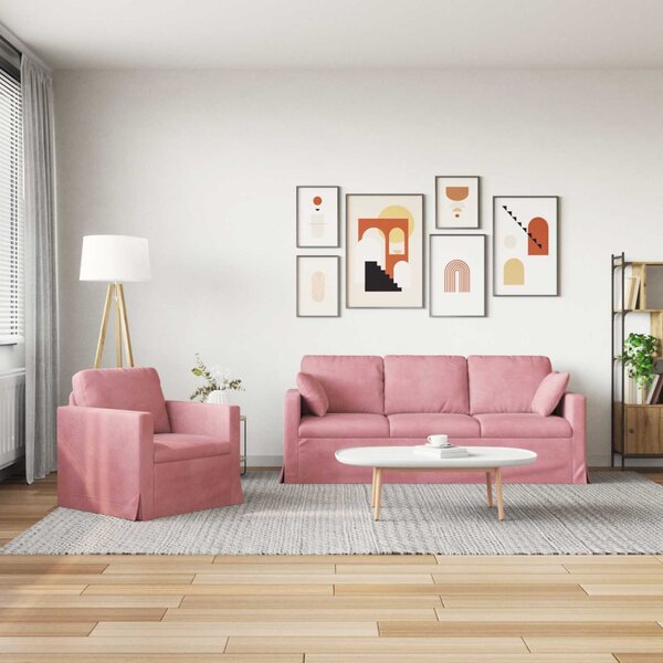 VidaXL Kanapé Szett 2 pcs Rózsaszín 198 x 78 x 80 cm Bársony