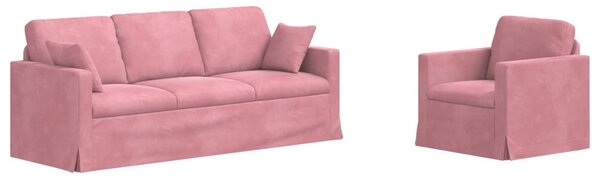VidaXL Kanapé Szett 2 pcs Rózsaszín 198 x 78 x 80 cm Bársony