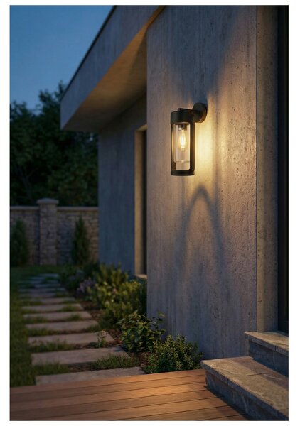 Lantern E27 fekete fali lámpa 20 W