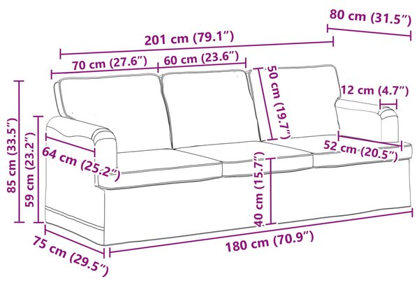 VidaXL Kanapé Szett 2 pcs Tópszínű 201 x 80 x 85 cm szövet