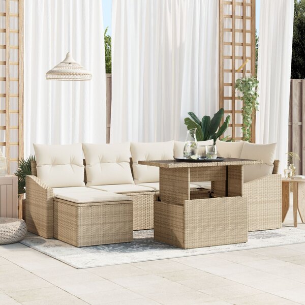 Kerti Kanapé Szett párnával tárolóval 7 pcs Beige és krém
