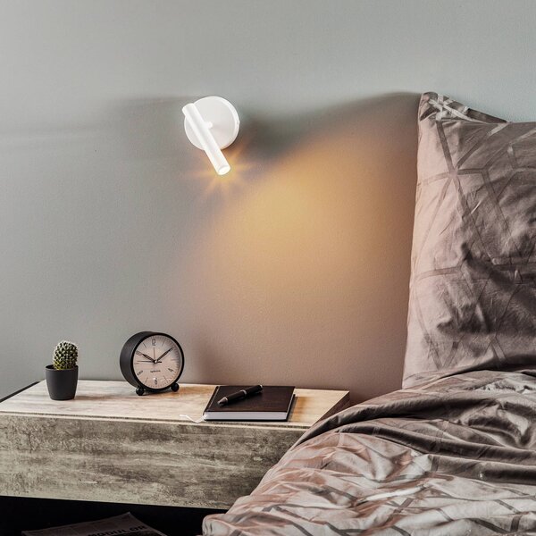 SIGMA Sopel fali világítás, magasság 15 cm, fehér, dimmelhető, Fehér / opál, Nappali / Étkező, fém, Modern