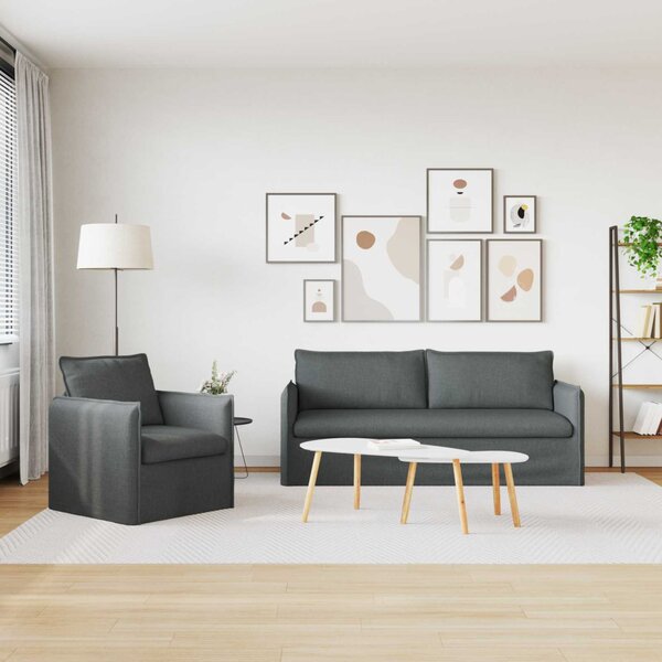 VidaXL Kanapé Szett 2 pcs Sötétszürke 196 x 82 x 85 cm Szövet