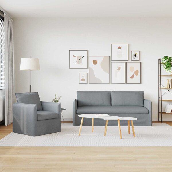 VidaXL Kanapé Szett 2 pcs Világosszürke 196 x 82 x 85 cm Szövet