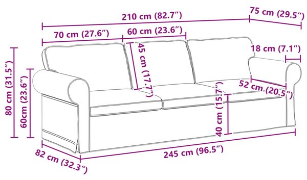 VidaXL Kanapé Szett 2 pcs Sötétszürke 245 x 82 x 80 cm szövet