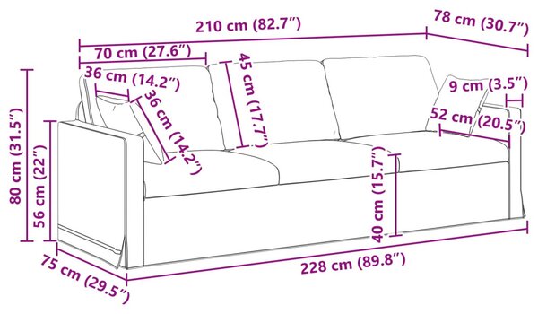 VidaXL Kanapé Szett 2 pcs Sötétzöld 228 x 78 x 80 cm Bársony