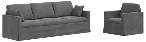 VidaXL Kanapé Szett 2 pcs Sötétszürke 228 x 78 x 80 cm Bársony