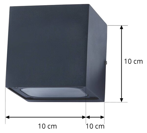 Lucande LED kültéri fali világítás Merjem, 10 cm, fel/le, IP54, Alu / szürke / cink, Alumínium, Modern