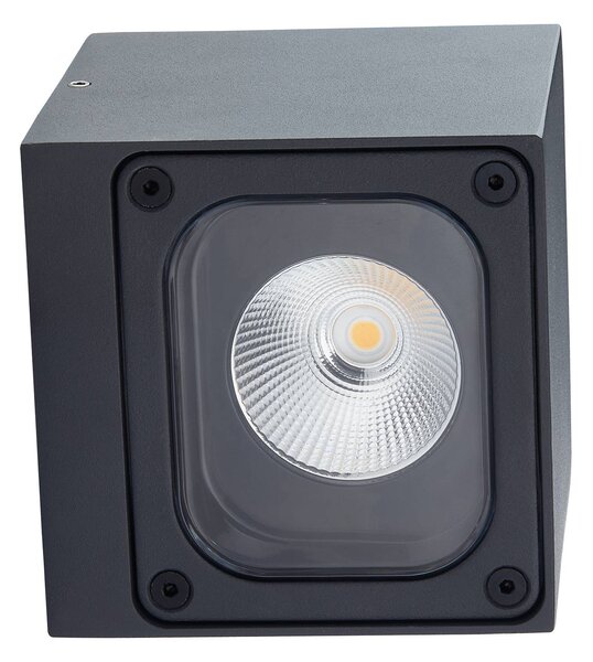 Lucande LED kültéri fali világítás Merjem, 10 cm, fel/le, IP54, Alu / szürke / cink, Alumínium, Modern