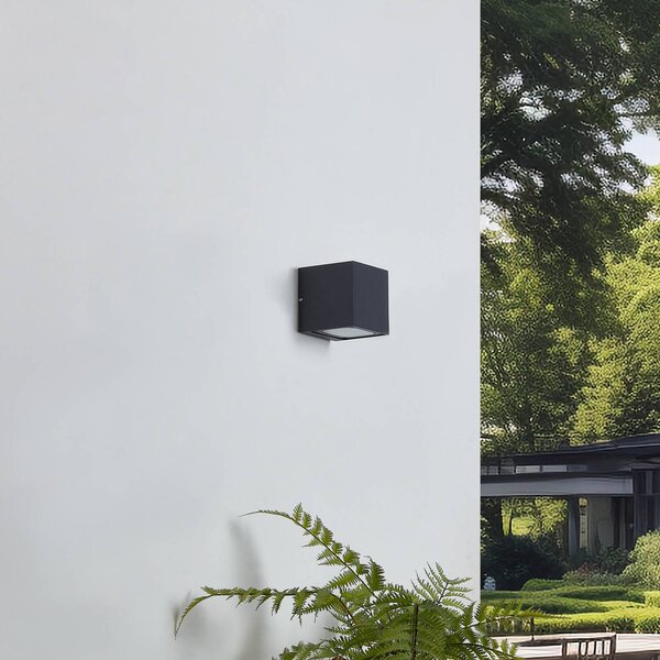 Lucande LED kültéri fali világítás Merjem, 10 cm, fel/le, IP54, Alu / szürke / cink, Alumínium, Modern