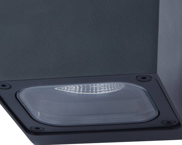 Lucande LED kültéri fali világítás Merjem, 10 cm, fel/le, IP54, Alu / szürke / cink, Alumínium, Modern