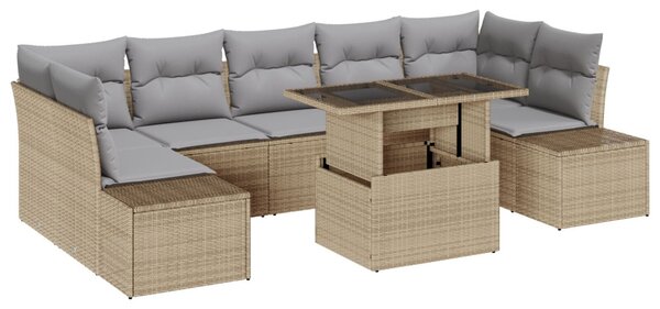 Kerti Kanapé Szett párnával 8 pcs Beige és Világosszürke