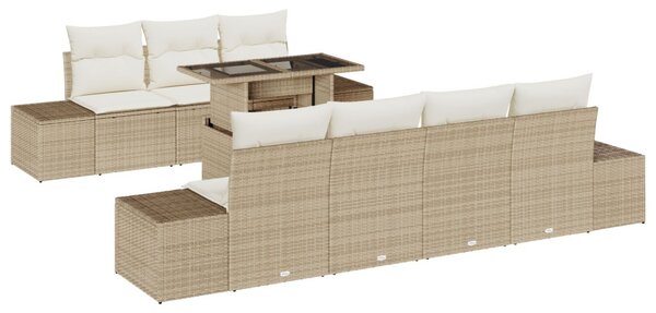 Kerti Kanapé Szett párnával 8 pcs Beige és krém