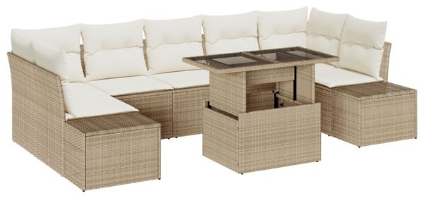 Kerti Kanapé Szett párnával 8 pcs Beige és krém
