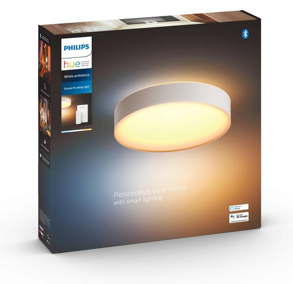 Philips Hue Enrave LED mennyezeti lámpa 38,1cm fehér, dimmelhető, Fehér / opál, Nappali / Étkező, fém, Modern