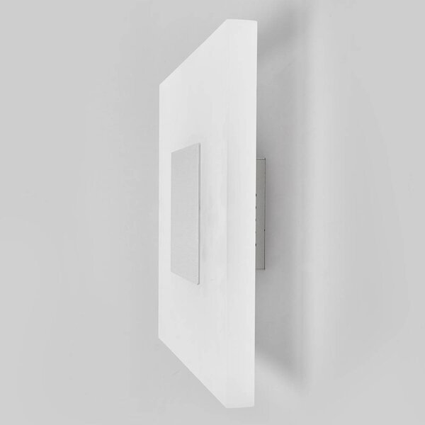 Lucande LED fali lámpa Berlind, 26 cm, fehér, üveg, fém, Fehér / opál, Nappali / Étkező, Műanyag, Modern