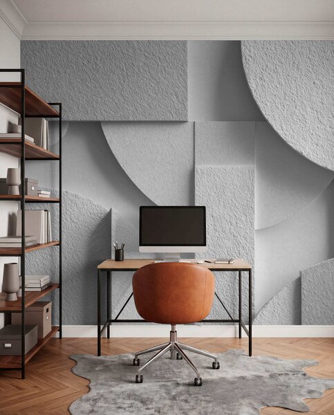 Fotótapéta Absztrakt kompozíció fehér háromdimenziós geometriai formákkal, Fotótapéta geometria, w04395v1 : Uwalls.hu