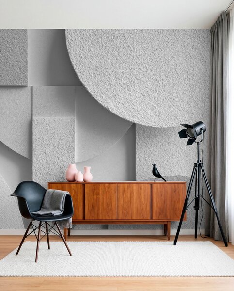 Fotótapéta Absztrakt kompozíció fehér háromdimenziós geometriai formákkal, Fotótapéta geometria, w04395v1 : Uwalls.hu