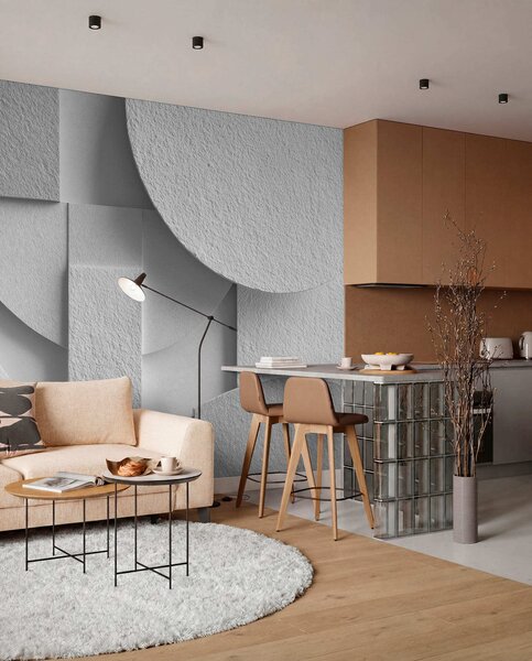 Fotótapéta Absztrakt kompozíció fehér háromdimenziós geometriai formákkal, Fotótapéta geometria, w04395v1 : Uwalls.hu