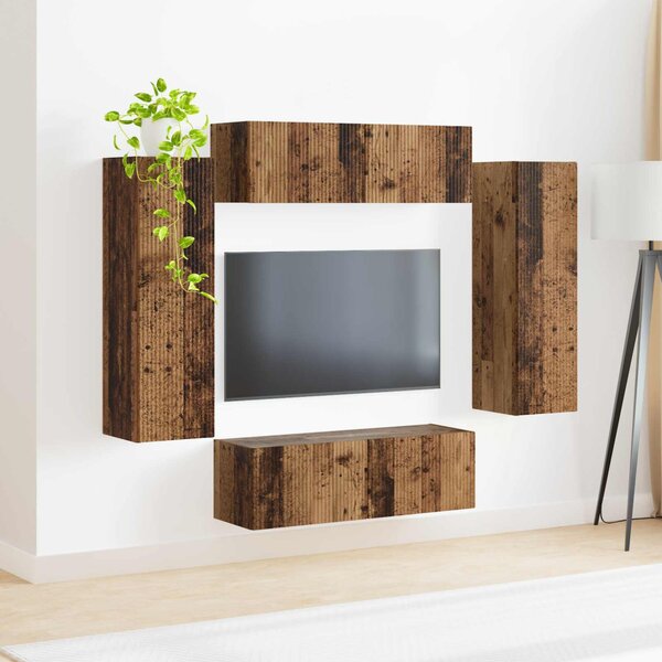 TV falit kabinet szett 4 pcs 29,5 x 31 x 100 cm Öreg fa Faanyag