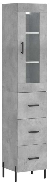 Modern Magas Szekrény - Beton Szürke - 180 cm