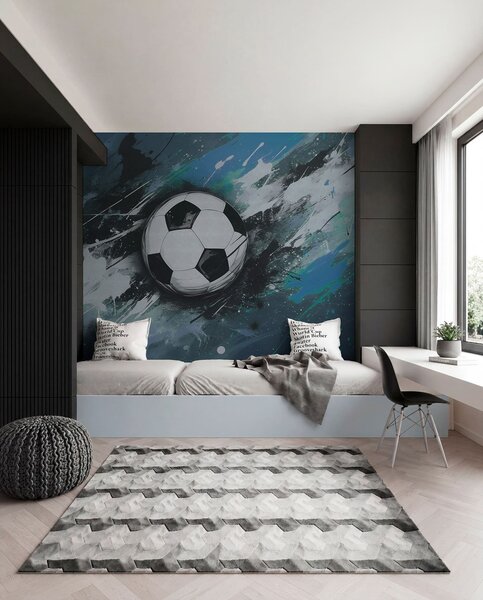 Fotótapéta Focilabda elmosódott graffitivel a háttérben, Fotótapéta tini szoba, Fotótapéta tini szoba futball, w04467v1 : Uwalls.hu