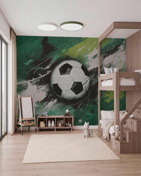 Fotótapéta Focilabda elmosódott graffitivel a háttérben, Fotótapéta tini szoba, Fotótapéta tini szoba futball, w04467 : Uwalls.hu