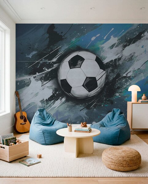 Fotótapéta Focilabda elmosódott graffitivel a háttérben, Fotótapéta tini szoba, Fotótapéta tini szoba futball, w04467v1 : Uwalls.hu