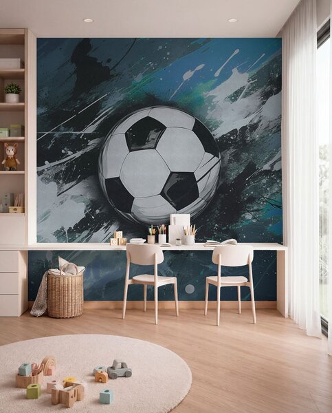 Fotótapéta Focilabda elmosódott graffitivel a háttérben, Fotótapéta tini szoba, Fotótapéta tini szoba futball, w04467v1 : Uwalls.hu