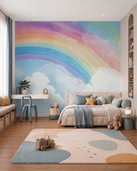 Fotótapéta Szivárvány az égen, Gyerek fotótapéta, Fotótapéta gyerekek szivárvány, w04487 : Uwalls.hu