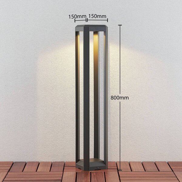 Lucande LED-es útvilágítás Fery, antracit, fém, 80cm, IP65, Alu / szürke / cink, Alumínium, Modern