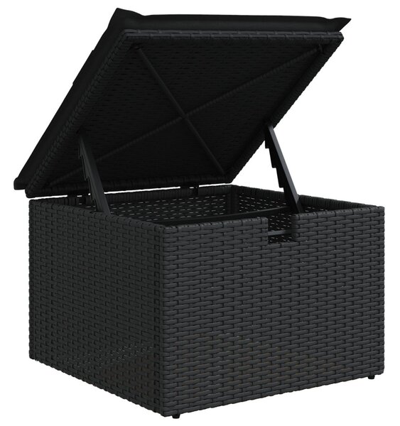 Kanapé Szett párnával tárolóval 8 pcs Fekete polirattan