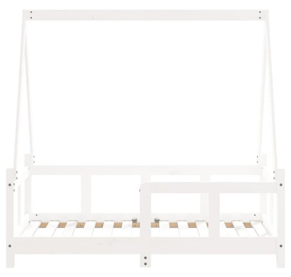 Fehér tömör fenyőfa gyerekágykeret 70 x 140 cm