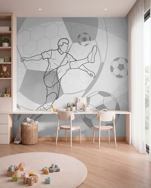 Fotótapéta Futballista és labdák, Fotótapéta tini szoba, Fotótapéta tini szoba futball, w04601v1 : Uwalls.hu