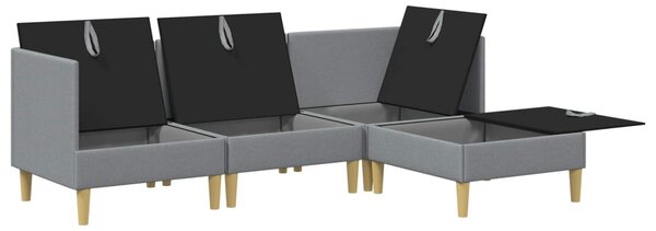 Nappali bútor szett párnával 4 pcs Világosszürke Szövet