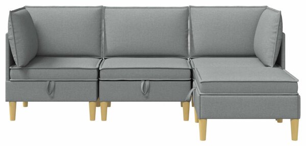 Nappali bútor szett párnával 4 pcs Világosszürke Szövet