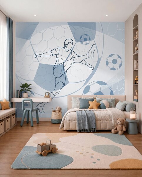 Fotótapéta Futballista és labdák, Fotótapéta tini szoba, Fotótapéta tini szoba futball, w04601 : Uwalls.hu