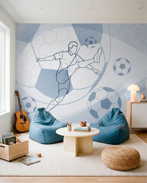 Fotótapéta Futballista és labdák, Fotótapéta tini szoba, Fotótapéta tini szoba futball, w04601 : Uwalls.hu