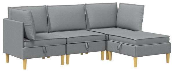 Nappali bútor szett párnával 4 pcs Világosszürke Szövet