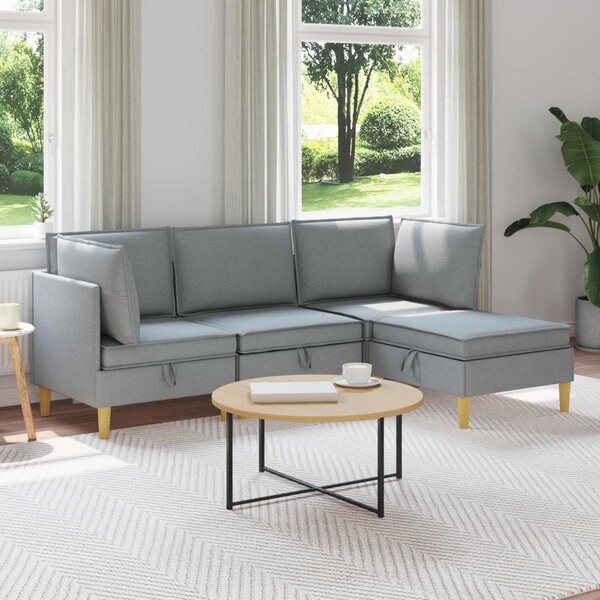 Nappali bútor szett párnával 4 pcs Világosszürke Szövet