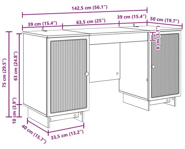 Asztal Szürke Sonoma Szerelt Fa 142,5 x 50 x 75 cm