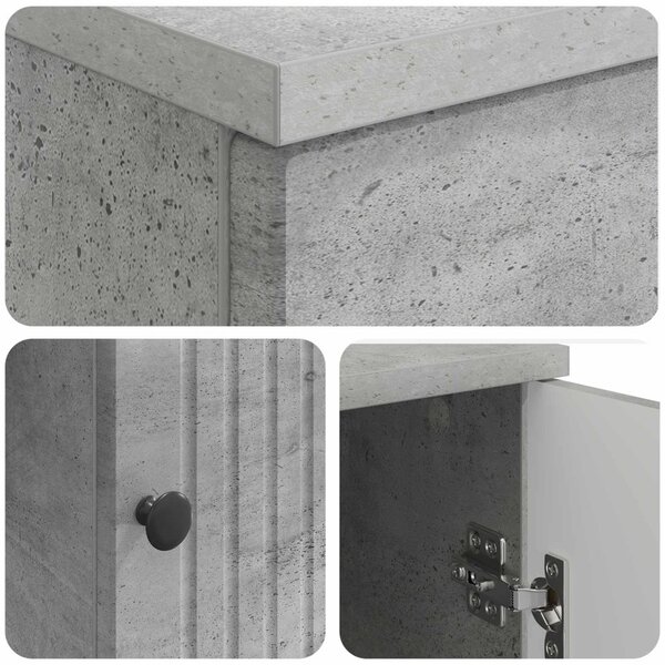 Asztal polcokkal Betonszürke 142,5 x 50 x 75 cm Szerelt Fa