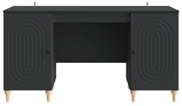 Asztal polcokkal tárolóval Fekete 142,5 x 50 x 75 cm Szerelt Fa