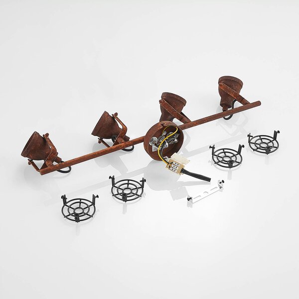 Lindby mennyezeti spot Scabra, 63 cm, rozsdabarna, 4 lámpás, fém, dimmelhető, Barna / rozsda, Nappali / Étkező, fém, Indusztriális dizájn