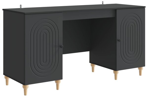 Asztal polcokkal tárolóval Fekete 142,5 x 50 x 75 cm Szerelt Fa