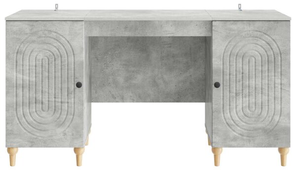Asztal polcokkal Betonszürke 142,5 x 50 x 75 cm Szerelt Fa