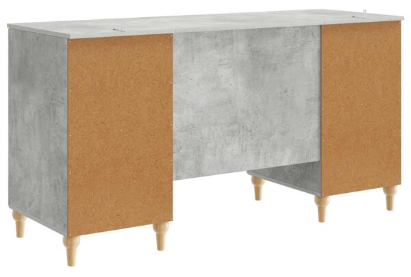 Asztal polcokkal Betonszürke 142,5 x 50 x 75 cm Szerelt Fa