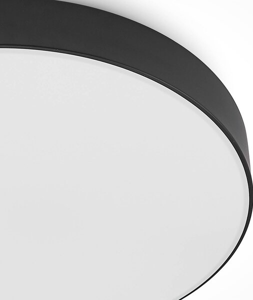 Lindby LED mennyezeti lámpa Simera, Ø 50cm, fekete, fém, dimmelhető, Fekete, Nappali / Étkező, Műanyag, Modern